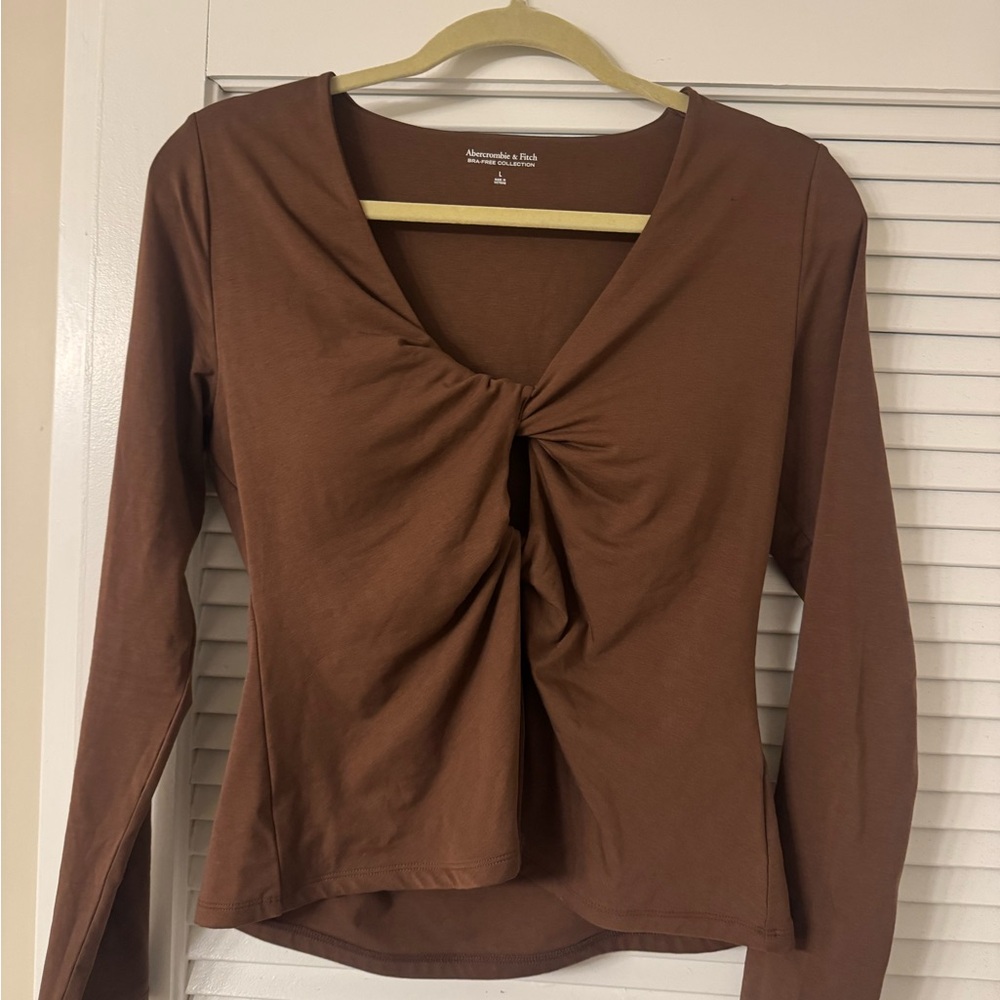 Abercrombie & Fitch Chocolate Long Sleeve Bra Free Collection Twist Top